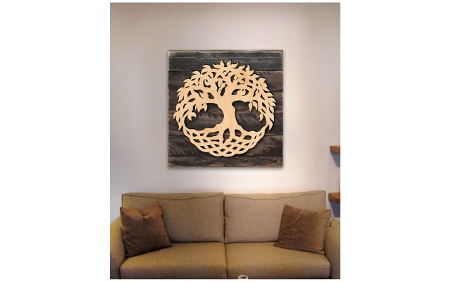  Tree of Life Wood Block Celt, Gold, 18”