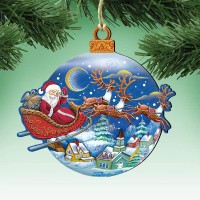 Designocracy Up and Away Wooden Christmas Ornament, Blue