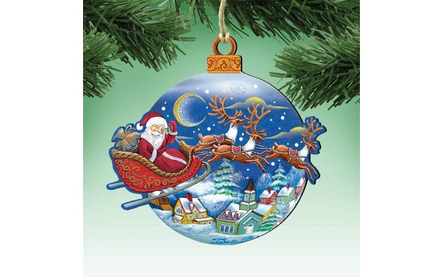 Up and Away Wooden Christmas Ornament, Blue