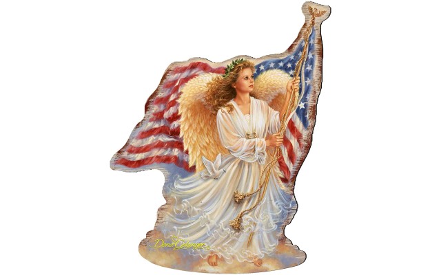  Wooden Ornament by Dona Gelsinger – American Angel Wooden Ornament