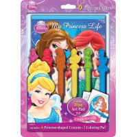 Disney Bendon Publish Disney Princess Art Coloring Pad Set with Princess-shaped Crayons, 6pc.Multicolor