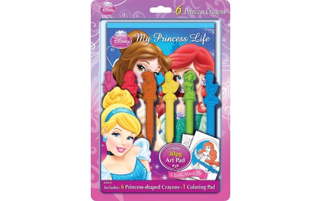  Bendon Publish  Princess Art Coloring Pad Set with Princess-shaped Crayons, 6pc.Multicolor