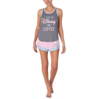 Disney Disney & Coffee Women's Tank Top & Shorts Pajama Sets, Gray, Large