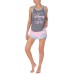   & Coffee Tank Top & Shorts Pajama Set, Grey/Pink, Small