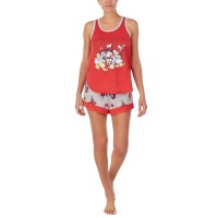 Disney Mickey & Friends Women's Tank Top & Shorts Pajama Sets, Red, Small