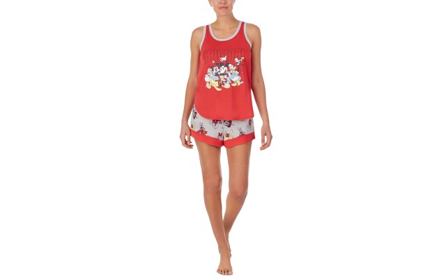  Mickey & Friends Women's Tank Top & Shorts Pajama Sets, Red, Small