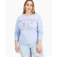 Disney Trendy Plus Size Mickey Long-Sleeve Top, Plus Size