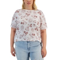Disney Trendy Plus Size Mickey Printed Crewneck T-Shirt – White, 2X