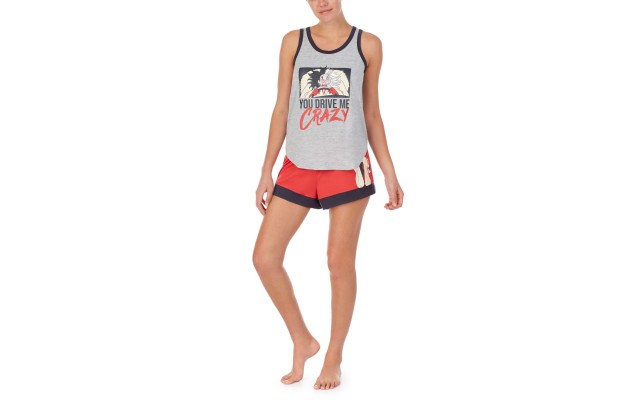 Women's Cruella Tank Top & Shorts Pajama Sets, Gray, X-Large