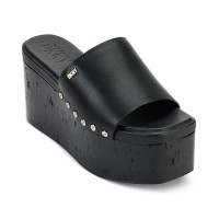 Dkny Alvy Studded Platform Wedge Slide Sandals, Black, 11