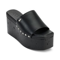 Dkny Alvy Studded Platform Wedge Slide Sandals, Black, 11