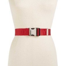 Dkny Seat Belt-Buckle Logo Belt (Red/Silver M/L)