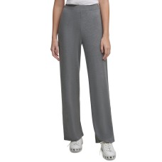 DKNY Women’s Missy Pull On Wide Leg Pant, Avenue Grey, L