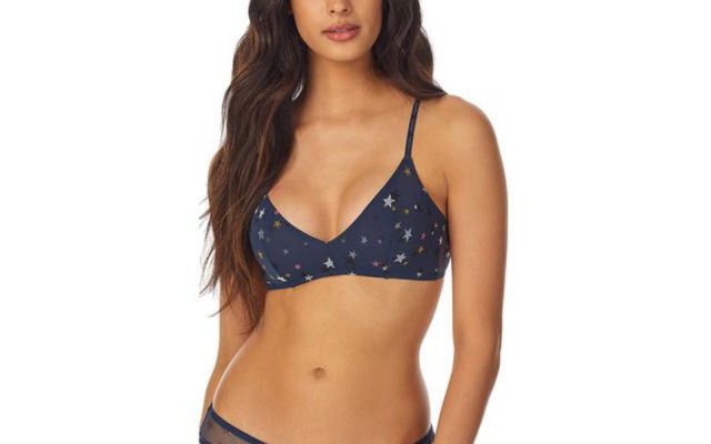  Womens Multistar Mesh Bralette, Navy, Medium