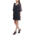  Womens Pleated Embroidered Dress, Midnight/8