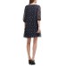  Womens Pleated Embroidered Dress, Midnight/8