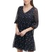  Womens Pleated Embroidered Dress, Midnight/8