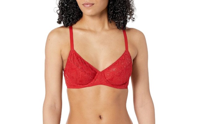 Women’s Pure Lace Unlined Bra, Red, 36DDD
