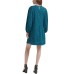  Womens Smocked Floral Long Sleeve Round Neck Short Evening Shift Dress, Dark Green/2