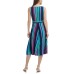  Women’s Striped Faux-Wrap Dress, Blue, Large