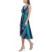  Women’s Striped Faux-Wrap Dress, Blue, Large