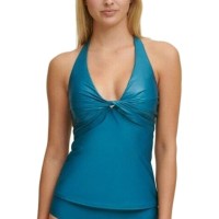DKNY Women’s Swimwear Tankini Top, Medium, Green