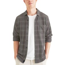 Dockers Men’s Slim-Fit Alpha Smart 360 Flex Stretch Check Long-Sleeve Shirt, Grey, XX-Large