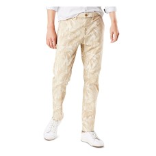 Dockers Mens Straight Leg Stretch Patterned Slim Fit Chino Pants, Beige,36W/34L