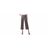 Dollhouse Cropped Vegan Leather Wide-Leg Pants, Chocolate, 3