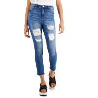 Dollhouse Destructed High-Rise Raw-Hem Skinny Jeans, Blue/5