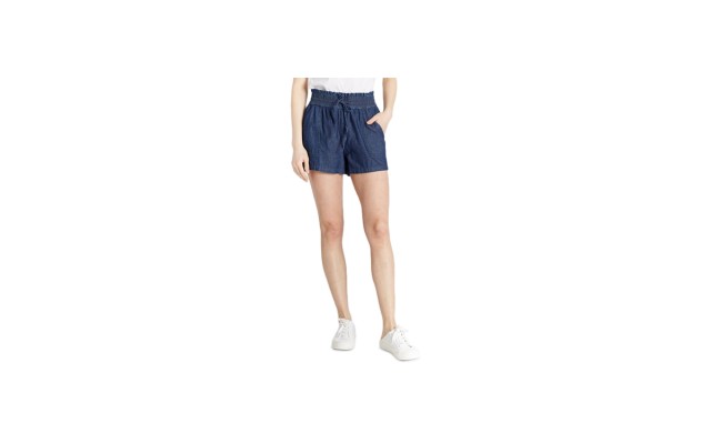  Juniors Smocked-Waist Pull-On Shorts, Navy, XL