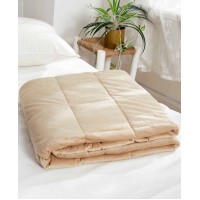 Dream Theory 15 lbs Faux Mink Weighted Blanket, Beige, 48×72