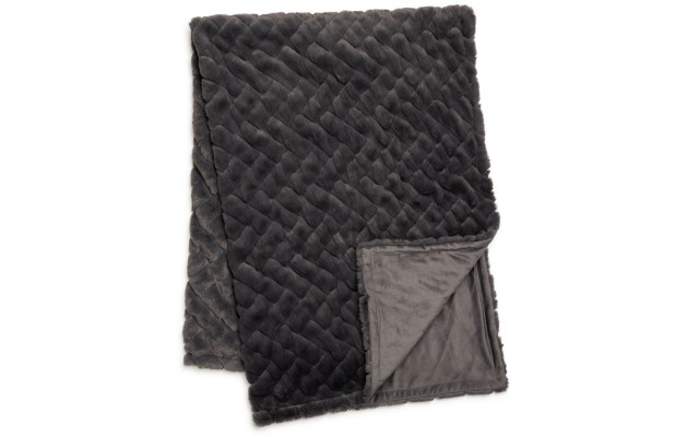 Drew & Jonathan Home Pinsonic Rusched Throw 50 x 70,Charcoal