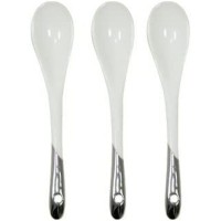 Dwell Studio Marais Platinum Spoons, Set of 3, Silver/White