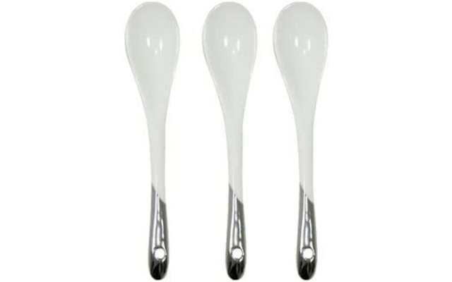  Marais Platinum Spoons, Set of 3, Silver/White