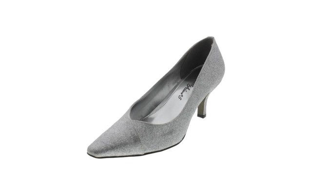  womens Chiffon Pumps, Silver Glitter, 9 Wide US