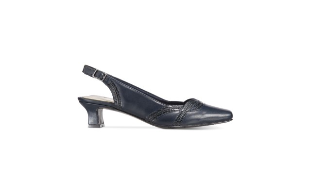  Womens Stunning Closed Toe Formal Slingback Pumps, Navy, Size 8 M