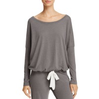 Eberjey Heather Cotton Slouchy Women’s Pajama Top, Large, Charcoal
