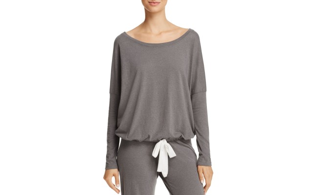  Heather Cotton Slouchy Women’s Pajama Top, Large, Charcoal