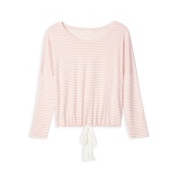 Eberjey Women's Sadie Stripes Slouch Sleep Tops, Blush, Small