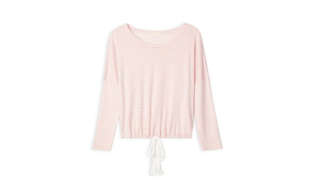  Women's Sadie Stripes Slouch Sleep Tops, Blush, Small