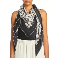 Echo Cheetah-Print Silk Square Scarf, Black