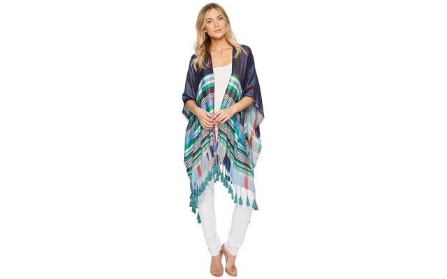  Design Marina Plaid Reversible Ruana, Multi, One Size