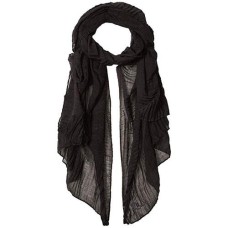 Echo New York Solid Pleated Edge Oblong (Black) Scarves