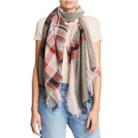 Echo Opposing Plaids Cotton Scarf (Beige)