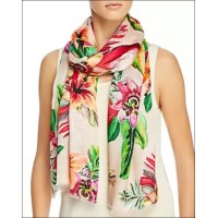 Echo Paradise Floral Silk Tubular Wrap, Beige