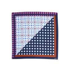 Echo Womens Patchwork Plaid Silk Neckerchief, Navy, 21×21