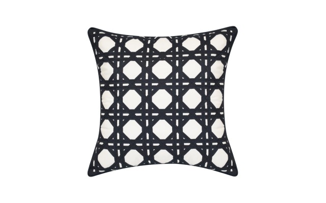  Rattan Geometric Decorative Pillow, 20 X 20 – Black