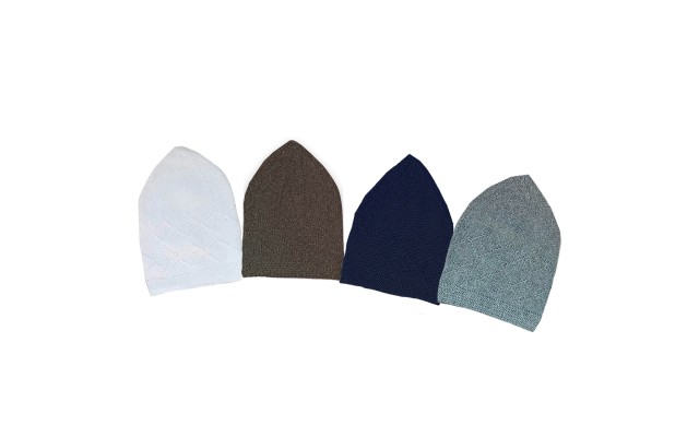  Islamic Knitted Kufi Topi Prayer Hat Crochet Cap Taqiyah Takke Skull Beanie for Muslims, Prayers and Islamic s, Snow White - Seaweed Green - Navy - Gray
