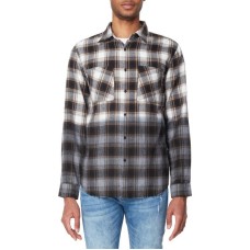 Eleven Paris Men’s Checked Regular Fit Colorblock Shirt, Funghi Plaid, Large